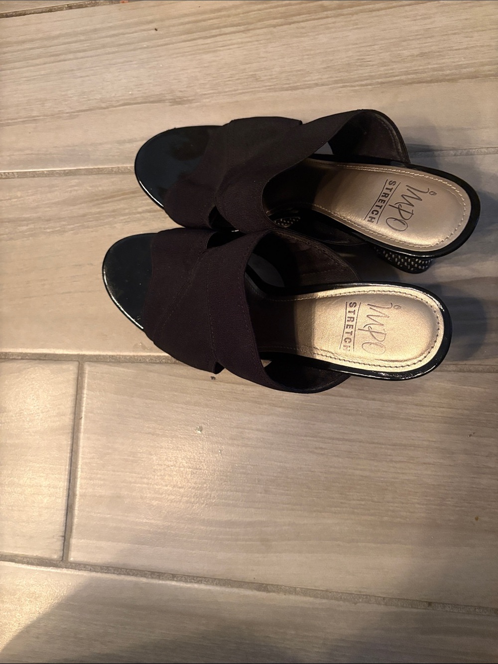 Impo Black Open-Toe Slide Mules